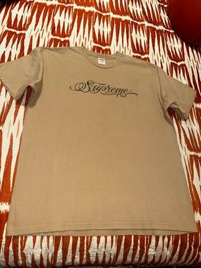 Supreme Tan Short Sleeve Script Logo Tee